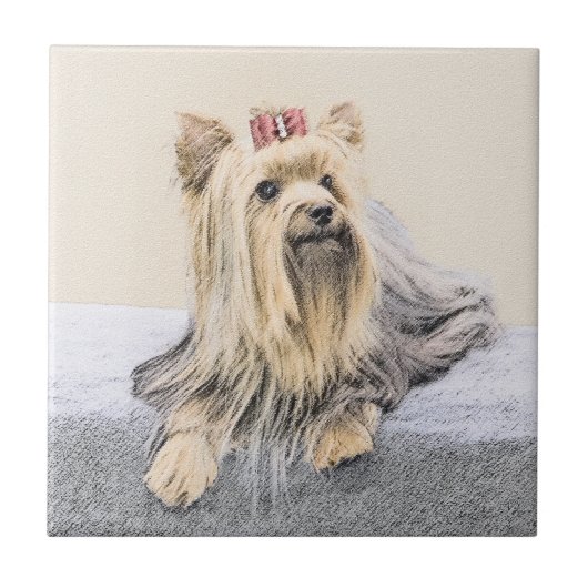 Yorkshire Terrier Painting - Cute Original Dog Art Tegeltje (Voorkant)