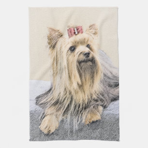 Yorkshire Terrier Painting - Cute Original Dog Art Theedoek