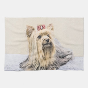 Yorkshire Terrier Painting - Cute Original Dog Art Theedoek