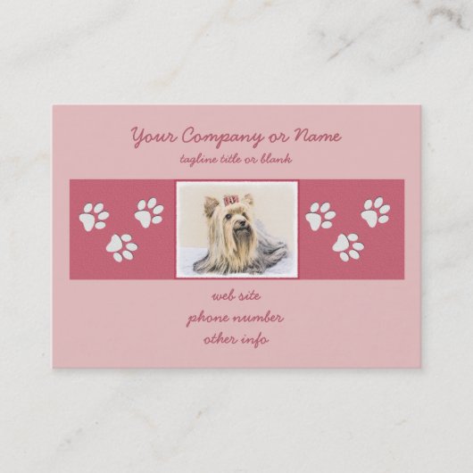 Yorkshire Terrier Painting - Cute Original Dog Art Visitekaartje (Voorkant)