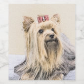 Yorkshire Terrier Painting - Cute Original Dog Art Wijn Etiket (Enkel label)