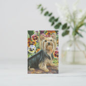 Yorkshire Terrier & Pansies Painting Visitekaartje (Staand voorkant)