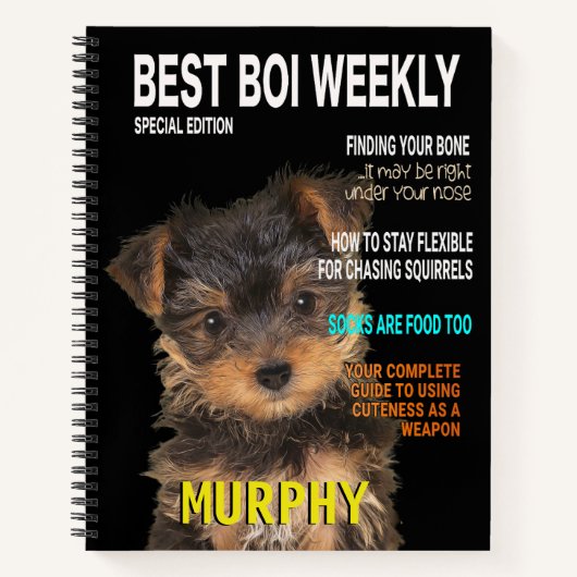Yorkshire Terrier Parody Magazine Hoesje Notitieboek (Voorkant)