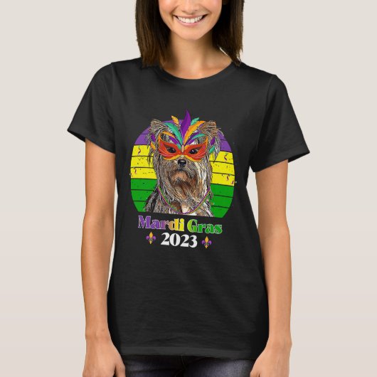 Yorkshire Terrier Party Dog Mardi Gras 2023 T-shirt (Voorkant)