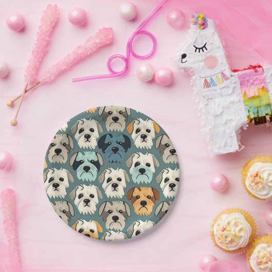 Yorkshire Terrier Pattern Papieren Bordje (Feest)