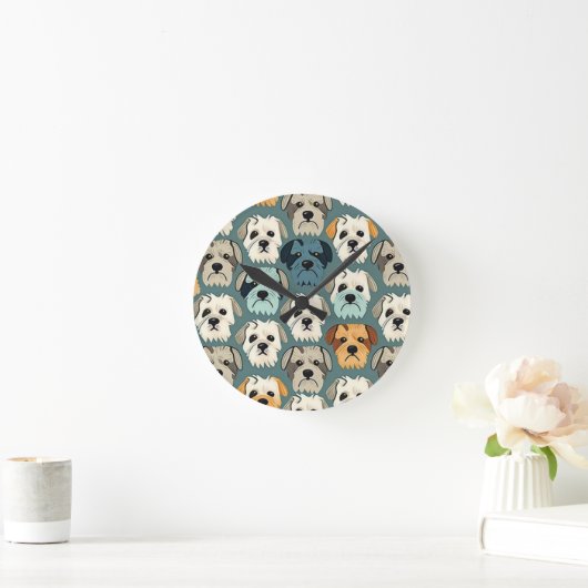 Yorkshire Terrier Pattern Ronde Klok (Huis)