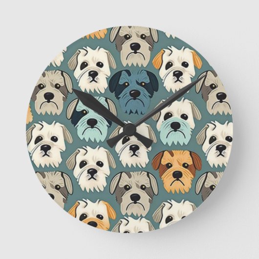 Yorkshire Terrier Pattern Ronde Klok (Voorkant)