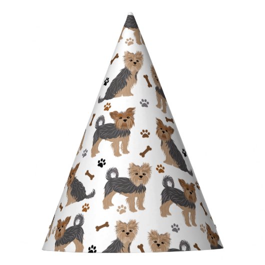 Yorkshire Terrier Paws en Botten Yorkie Dog Feesthoedjes (Voorkant)