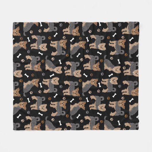 Yorkshire Terrier Paws en Botten Yorkie Dog Fleece Deken (Voorkant (Horizontaal))