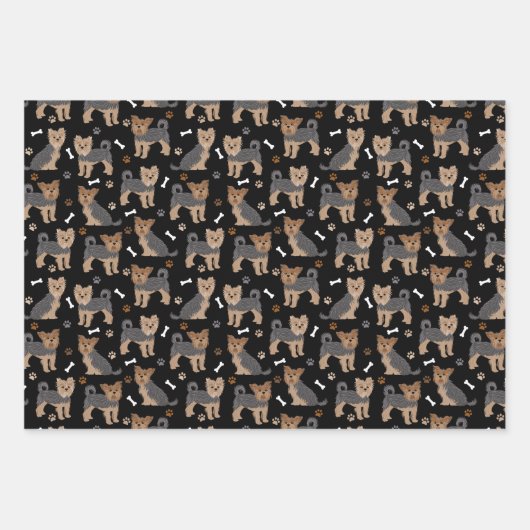 Yorkshire Terrier Paws en Botten Yorkie Dog Inpakpapier Vel (Voorkant)
