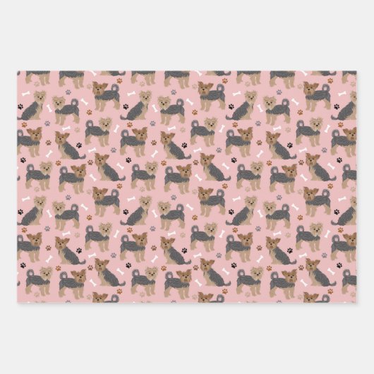 Yorkshire Terrier Paws en Botten Yorkie Dog Inpakpapier Vel (Voorkant 2)