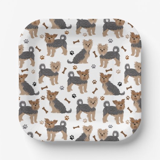 Yorkshire Terrier Paws en Botten Yorkie Dog Papieren Bordje (Voorkant)