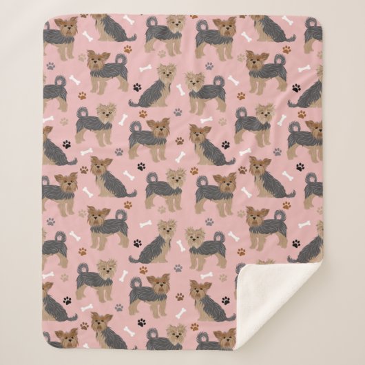 Yorkshire Terrier Paws en Botten Yorkie Dog Sherpa Deken (Voorkant)