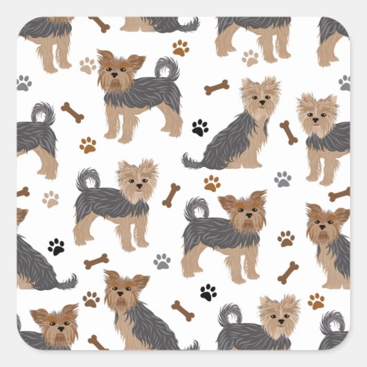 Yorkshire Terrier Paws en Botten Yorkie Dog Vierkante Sticker (Voorkant)