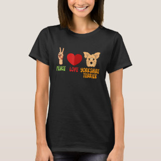 Yorkshire Terrier Peace Love Unit Heart Truce Pet T-shirt