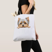 Yorkshire Terrier Peeking Schattige Schattig Funny Tote Bag (Dichtbij)