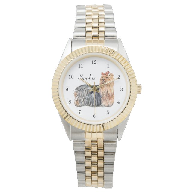 Yorkshire Terrier personaliseren Horloge (Voorkant)