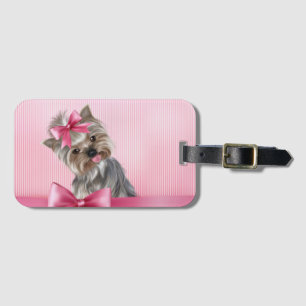 Yorkshire Terrier Pink Princess Yorkie Puppy Dog Bagagelabel