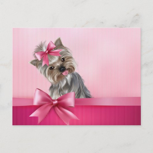 Yorkshire Terrier Pink Princess Yorkie Puppy Dog Briefkaart (Voorkant)