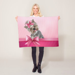 Yorkshire Terrier Pink Princess Yorkie Puppy Dog Fleece Deken