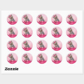 Yorkshire Terrier Pink Princess Yorkie Puppy Dog Ronde Sticker (Vel)