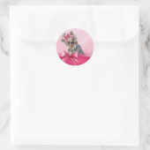 Yorkshire Terrier Pink Princess Yorkie Puppy Dog Ronde Sticker (Tas)