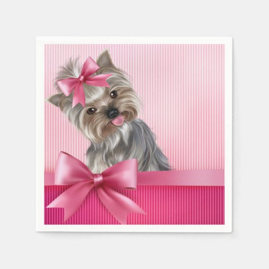Yorkshire Terrier Pink Princess Yorkie Puppy Dog Servetten (Voorkant)