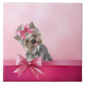 Yorkshire Terrier Pink Princess Yorkie Puppy Dog Tegeltje (Voorkant)
