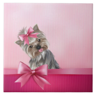 Yorkshire Terrier Pink Princess Yorkie Puppy Dog Tegeltje