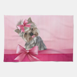Yorkshire Terrier Pink Princess Yorkie Puppy Dog Theedoek