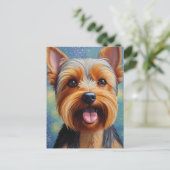 Yorkshire Terrier Pointillisme Hond Portret Briefkaart (Staand voorkant)