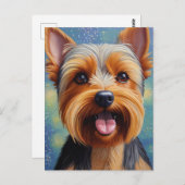 Yorkshire Terrier Pointillisme Hond Portret Briefkaart (Voorkant / Achterkant)