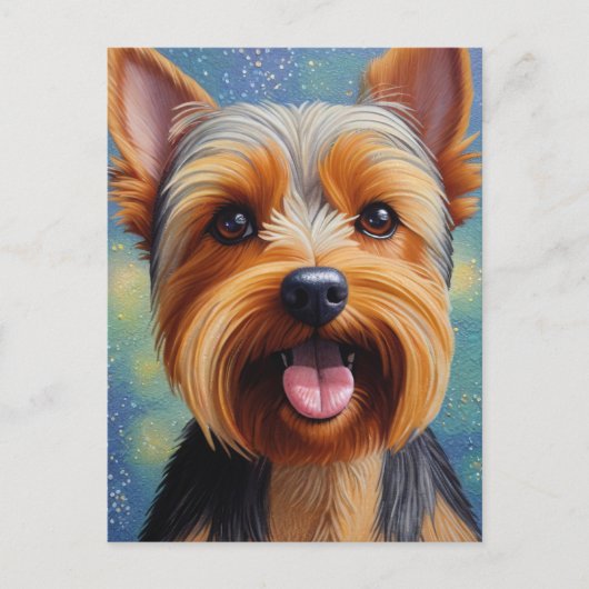 Yorkshire Terrier Pointillisme Hond Portret Briefkaart (Voorkant)