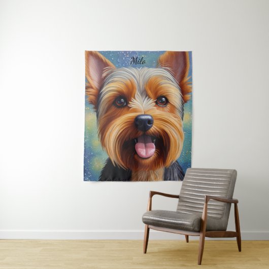 Yorkshire Terrier Pointillisme Hond Portret Wandkleed (In situ)