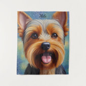 Yorkshire Terrier Pointillisme Hond Portret Wandkleed (Voorkant)