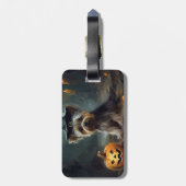 Yorkshire Terrier pompoenen Halloween eng Bagagelabel (Achterkant verticaal)