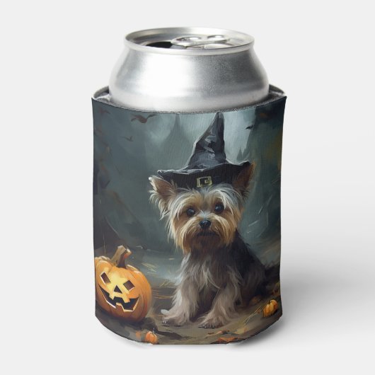 Yorkshire Terrier pompoenen Halloween eng Blikjeskoeler (Blikje Voorkant)