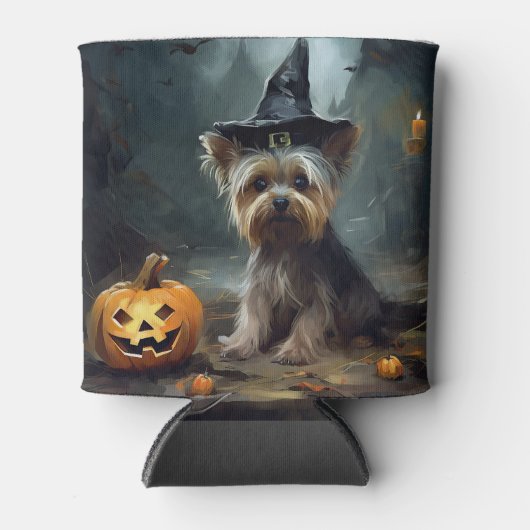 Yorkshire Terrier pompoenen Halloween eng Blikjeskoeler (Voorkant)