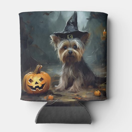 Yorkshire Terrier pompoenen Halloween eng Blikjeskoeler (Achterkant)