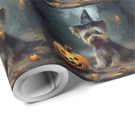 Yorkshire Terrier pompoenen Halloween eng Cadeaupapier (Rol Hoek)