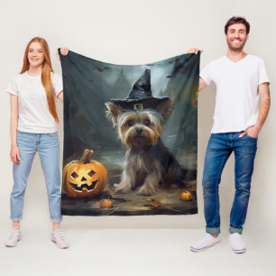 Yorkshire Terrier pompoenen Halloween eng Fleece Deken
