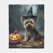 Yorkshire Terrier pompoenen Halloween eng Fleece Deken (Voorkant)