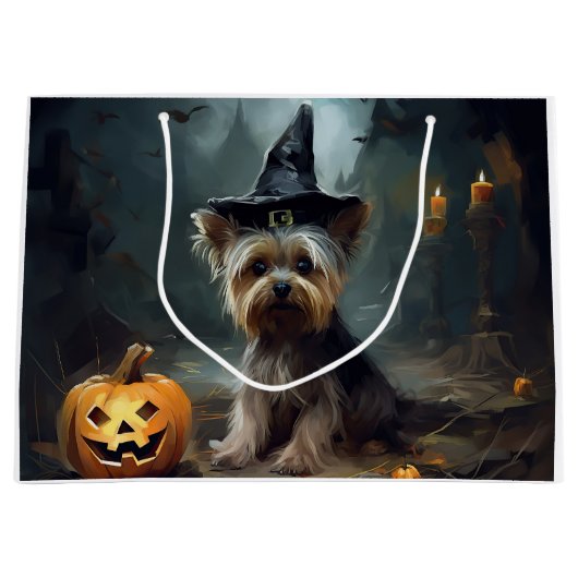 Yorkshire Terrier pompoenen Halloween eng Groot Cadeauzakje (Voorkant)