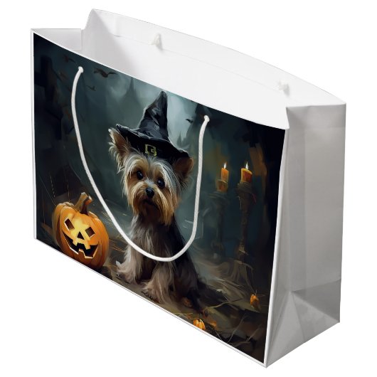 Yorkshire Terrier pompoenen Halloween eng Groot Cadeauzakje (Achterkant Gekanteld)