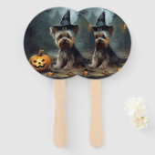 Yorkshire Terrier pompoenen Halloween eng Handwaaier (Voorkant en achterkant)
