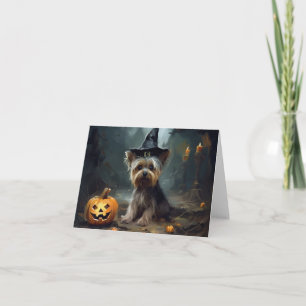 Yorkshire Terrier pompoenen Halloween eng Kaart