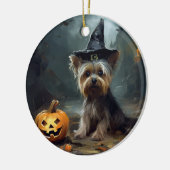 Yorkshire Terrier pompoenen Halloween eng Keramisch Ornament (Links)