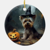 Yorkshire Terrier pompoenen Halloween eng Keramisch Ornament (Achterkant)
