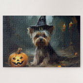 Yorkshire Terrier pompoenen Halloween eng Legpuzzel (Horizontaal)
