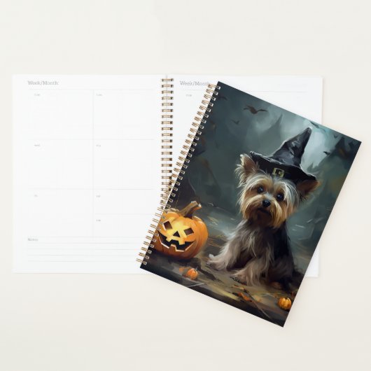 Yorkshire Terrier pompoenen Halloween eng Planner (Display)